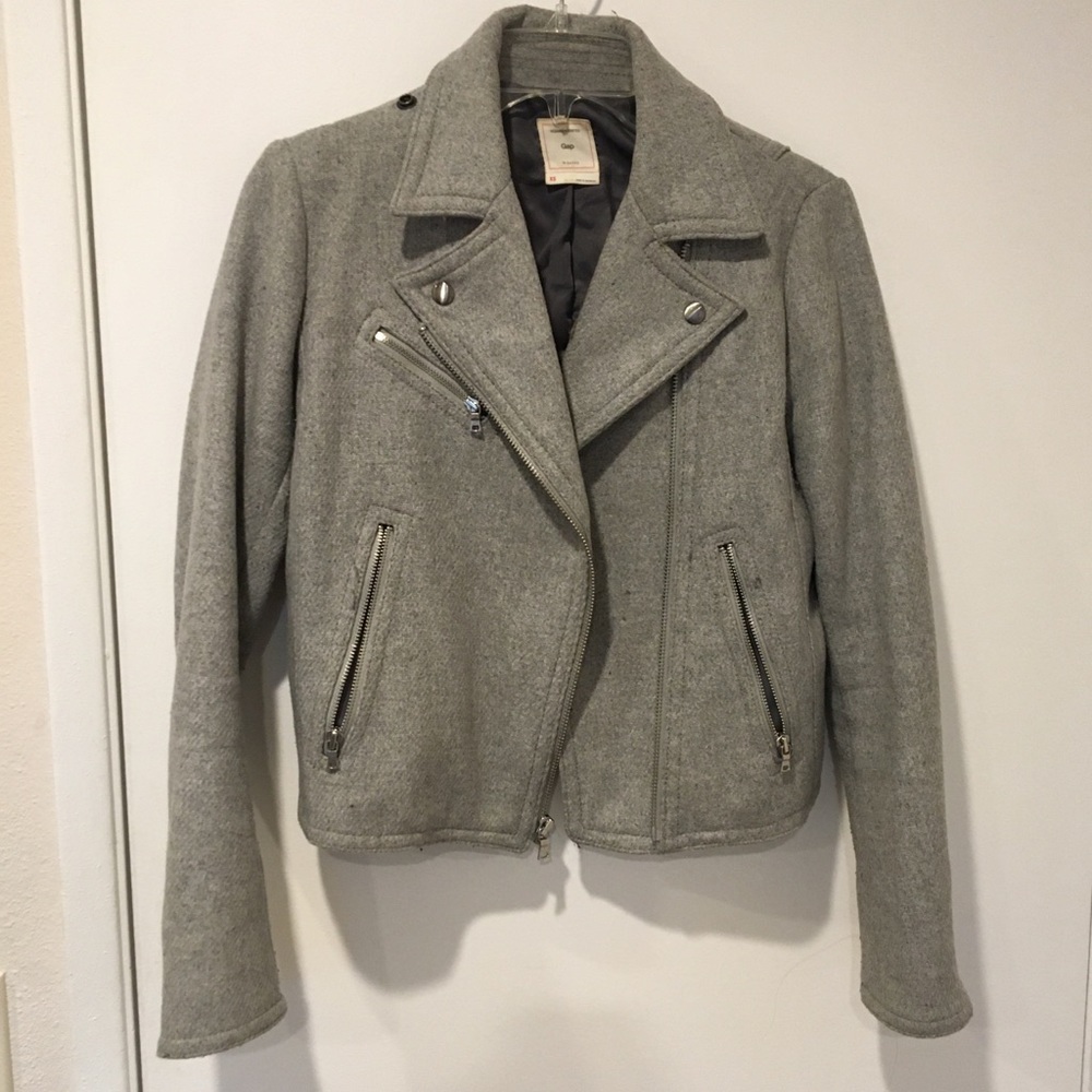 Gap wool moto jacket light Heather grey